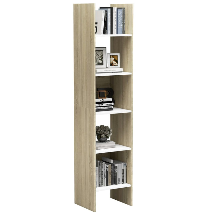 Libreria Bianca e Rovere Sonoma 40x35x180 cm Legno Multistrato 803403