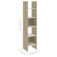 Libreria Bianca e Rovere Sonoma 40x35x180 cm Legno Multistrato 803403