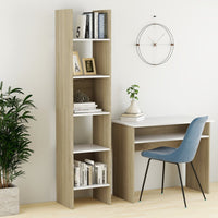 Libreria Bianca e Rovere Sonoma 40x35x180 cm Legno Multistrato 803403