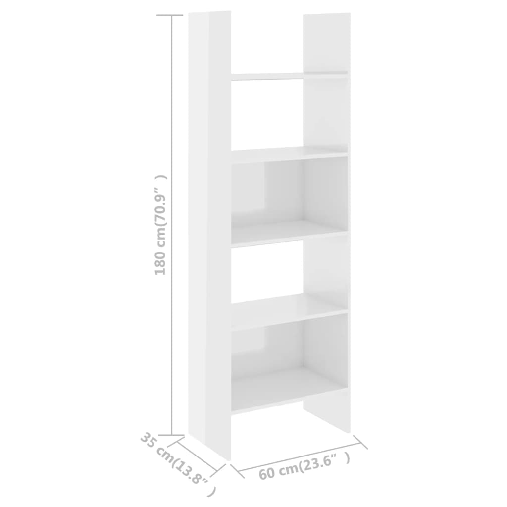 Libreria Bianco Lucido 60x35x180 cm in Truciolato cod mxl 9543