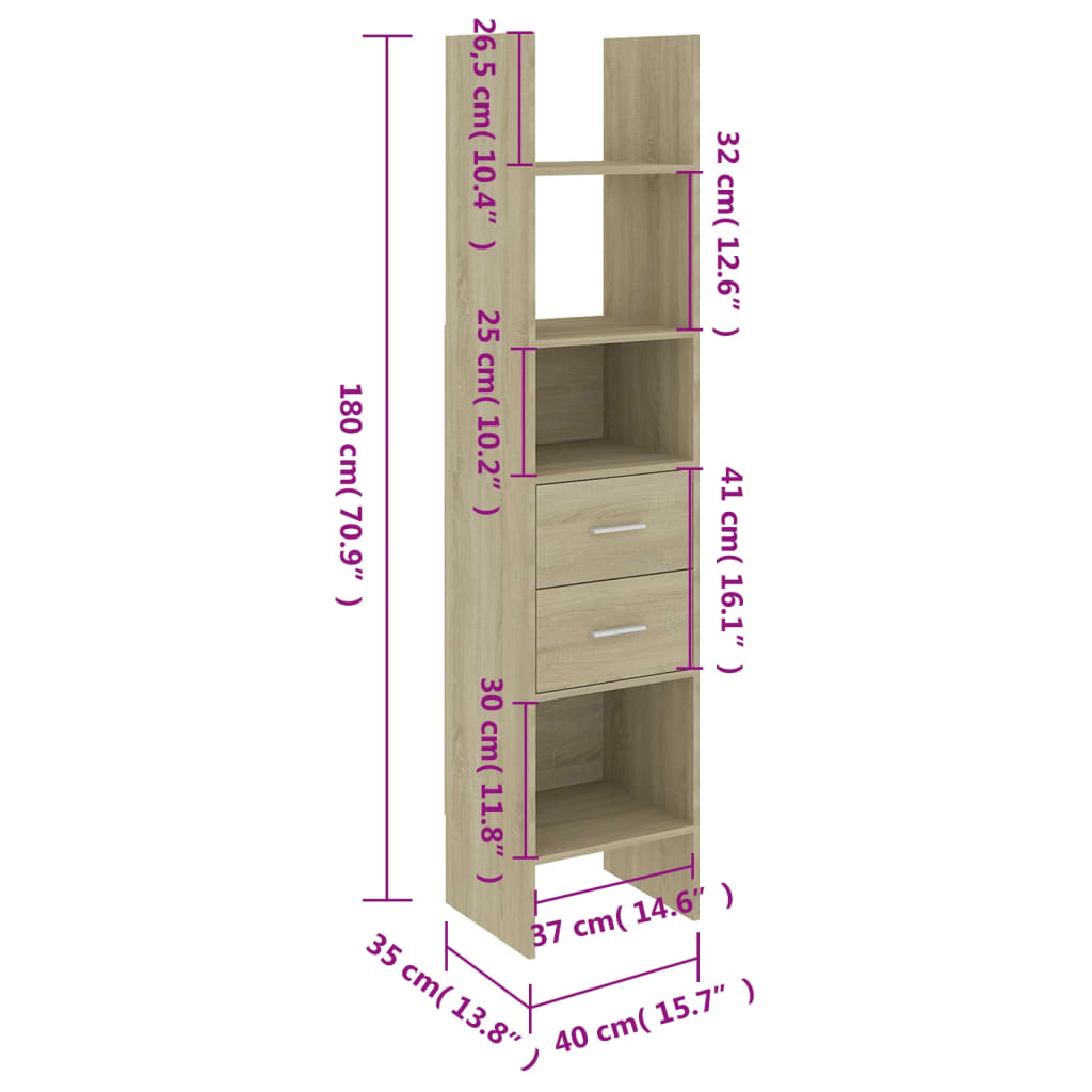 Libreria Rovere Sonoma 40x35x180 cm in Truciolato cod mxl 59708