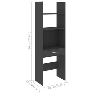 Libreria Grigia 60x35x180 cm in Truciolato cod mxl 25358