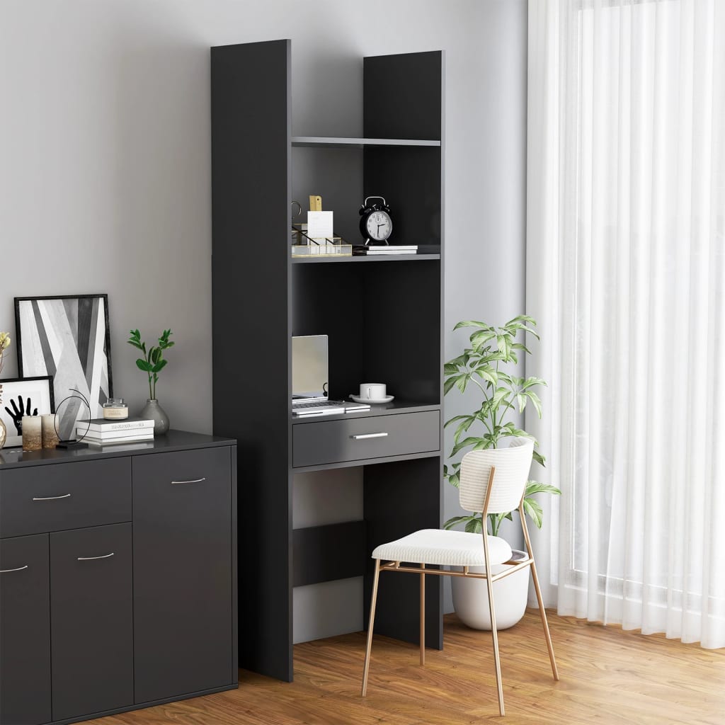 Libreria Grigia 60x35x180 cm in Truciolato cod mxl 25358