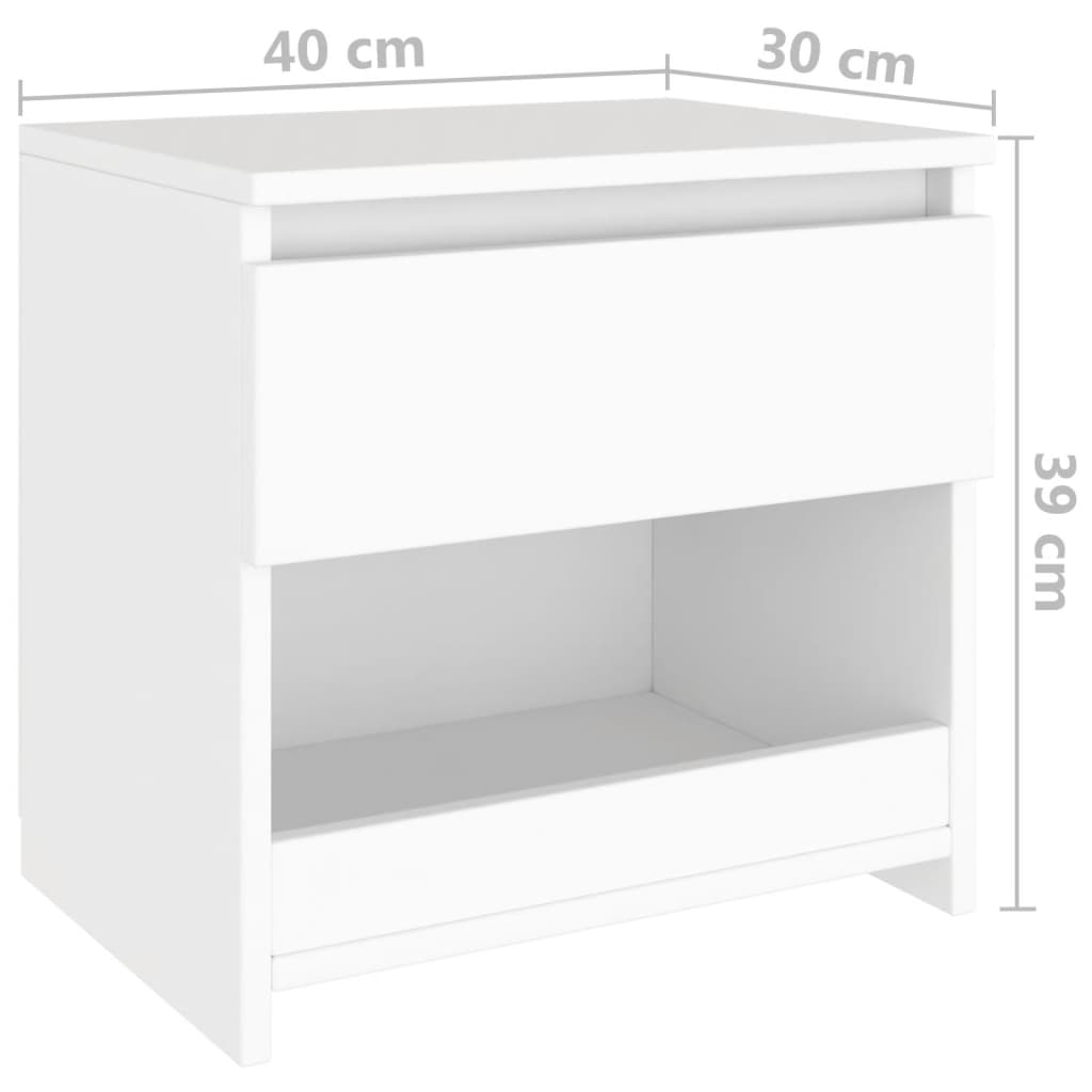 Comodino Bianco 40x30x39 cm in Legno Ingegnerizzato 803443