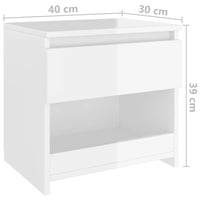 Comodino Bianco Lucido 40x30x39 cm in Truciolato cod mxl 42050