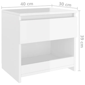 Comodino Bianco Lucido 40x30x39 cm in Truciolato cod mxl 42050