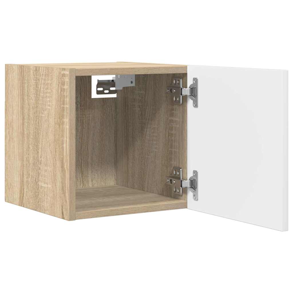 Mobile Porta TV a Parete Bianco e Rovere Sonoma 30,5x30x30 cm 804496