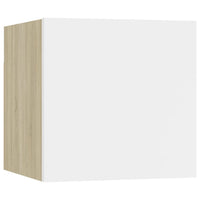 Armadietti a Parete per TV 4 pz Bianco e Rovere 30,5x30x30 cm cod mxl 21143