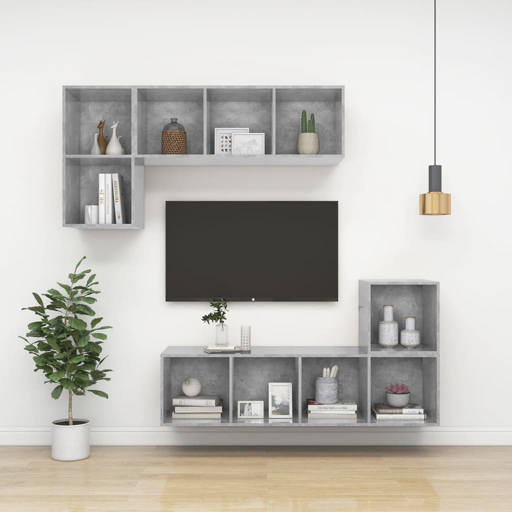 Armadietto a Parete per TV Grigio Cemento 37x37x72cm Truciolato 805475