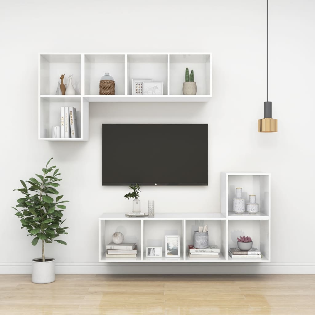 Armadietto da Parete per TV Bianco Lucido 37x37x72cm Truciolato 805477