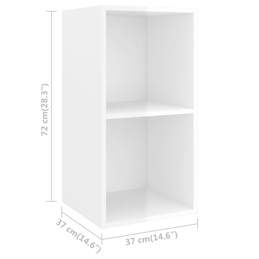 Armadietto da Parete per TV Bianco Lucido 37x37x72cm Truciolato 805477