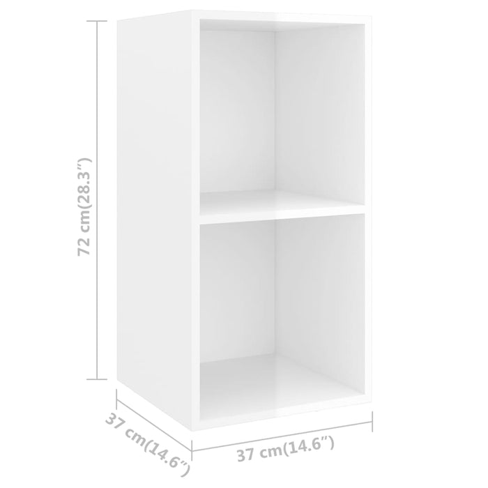 Armadietto da Parete per TV Bianco Lucido 37x37x72cm Truciolato 805477