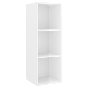 Armadietto a Parete per TV Bianco Lucido 37x37x107cm Truciolato 805486