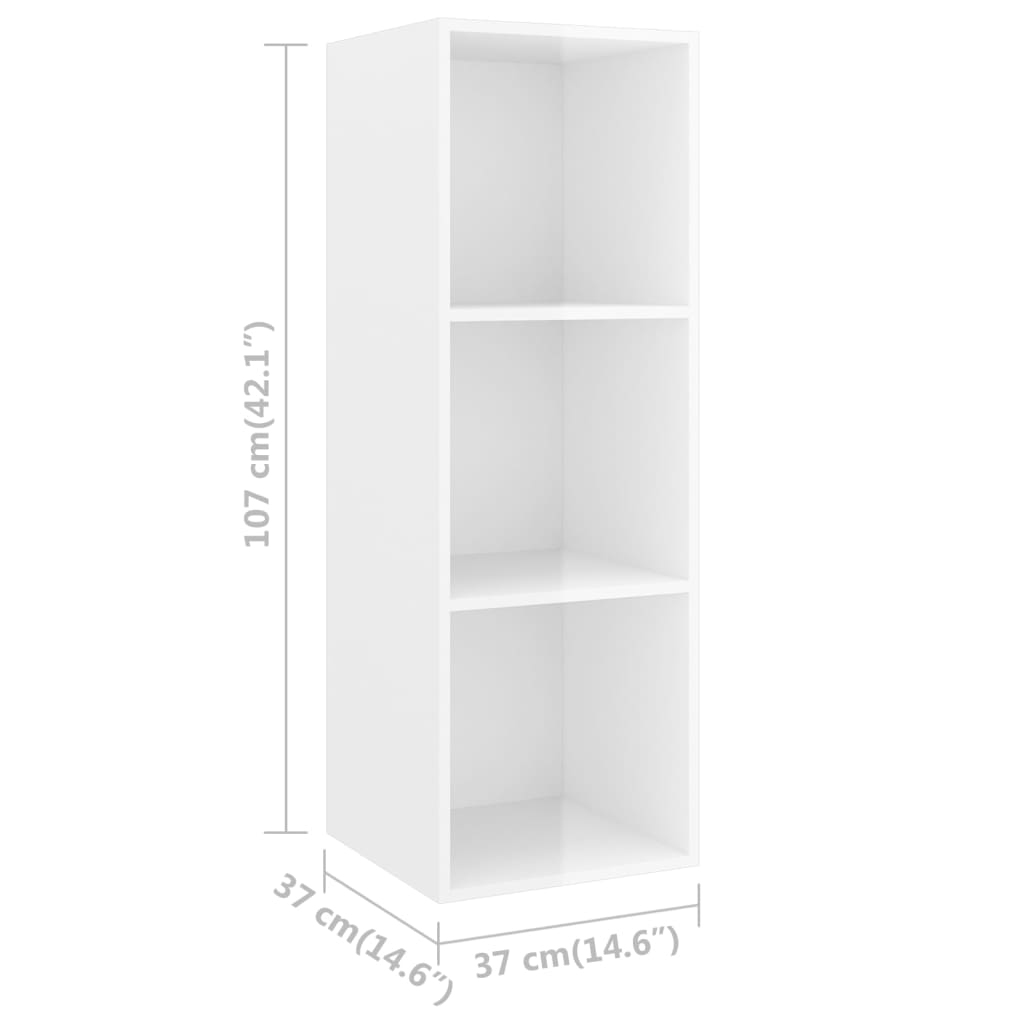 Armadietto a Parete per TV Bianco Lucido 37x37x107cm Truciolato 805486