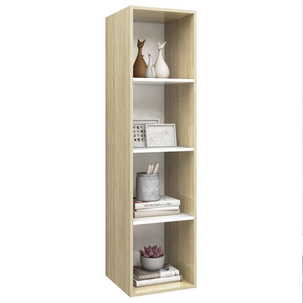 Mobile TV Parete Rovere Sonoma Bianco 37x37x142,5cm Multistrato 805494