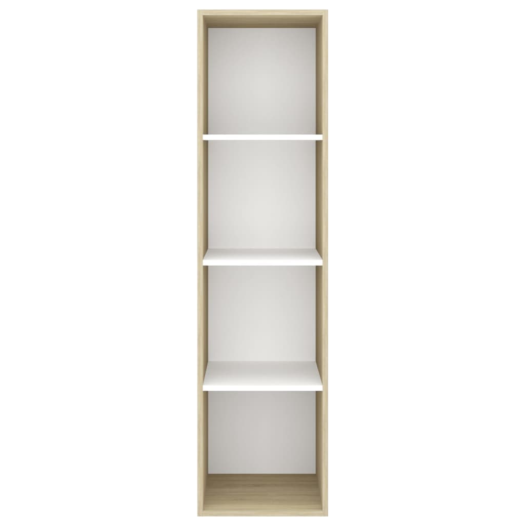 Armadietto TV Bianco e Rovere Sonoma 37x37x142,5 cm Truciolato