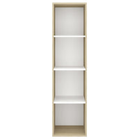 Armadietto TV Bianco e Rovere Sonoma 37x37x142,5 cm Truciolato