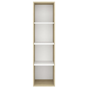 Armadietto TV Bianco e Rovere Sonoma 37x37x142,5 cm Truciolato