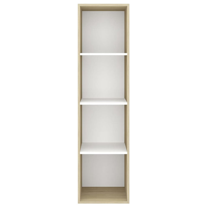 Armadietto TV Bianco e Rovere Sonoma 37x37x142,5 cm Truciolato