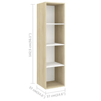 Armadietto TV Bianco e Rovere Sonoma 37x37x142,5 cm Truciolato