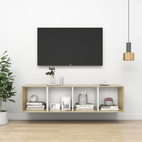 Mobile TV Parete Rovere Sonoma Bianco 37x37x142,5cm Multistrato 805494