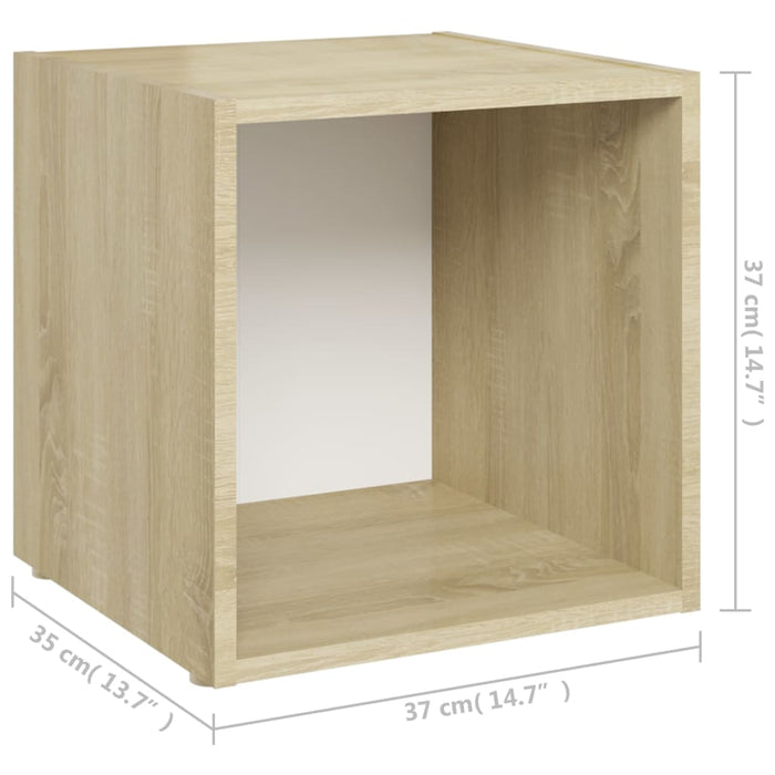 Mobile Porta TV 2pz Bianco Rovere Sonoma 37x35x37 cm Truciolato cod mxl 18908