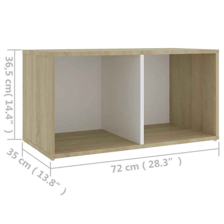 Mobile Porta TV Bianco e Rovere Sonoma 72x35x36,5 cm in Truciolato cod mxl 5839