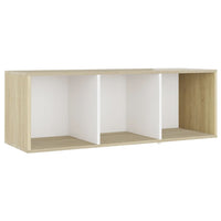 Mobile TV Bianco e Rovere Sonoma 107x35x37 cm Legno Multistrato 805539