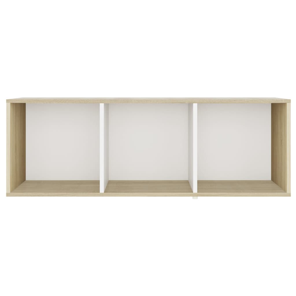 Mobile TV Bianco e Rovere Sonoma 107x35x37 cm Legno Multistrato 805539