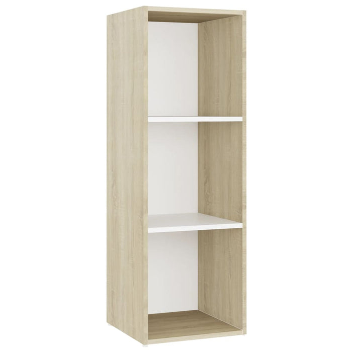 Mobile TV Bianco e Rovere Sonoma 107x35x37 cm Legno Multistrato 805539