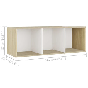 Mobile TV Bianco e Rovere Sonoma 107x35x37 cm Legno Multistrato 805539