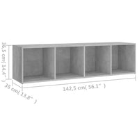 Mobile TV Grigio Cemento 142,5x35x36,5 cm in Legno Multistrato 805547