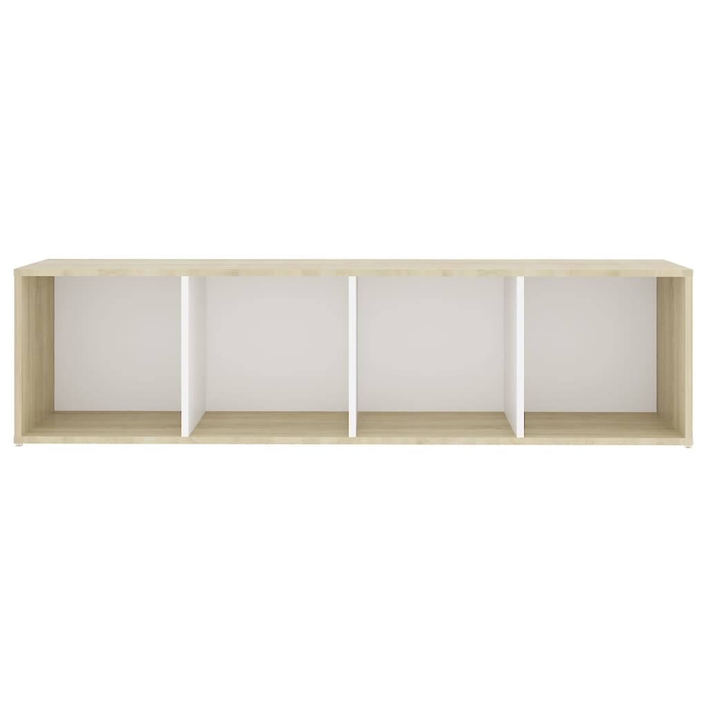 Mobile TV Bianco e Rovere Sonoma 142,5x35x36,5 cm Multistrato 805548