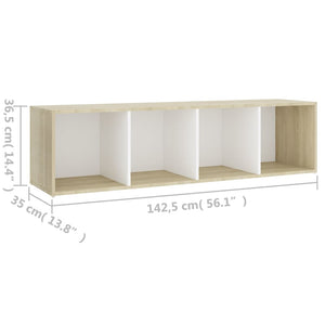 Mobile TV Bianco e Rovere Sonoma 142,5x35x36,5 cm Multistrato 805548