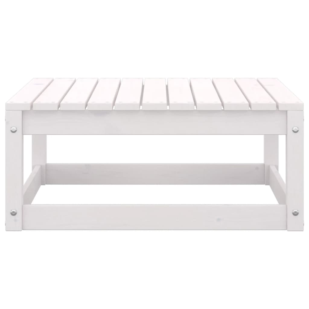 Poggiapiedi da Giardino 70x70x30 cm Bianco in Legno Massello di Pino cod mxl 47736