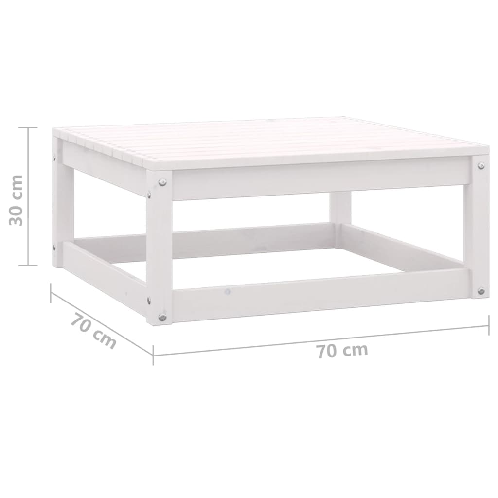 Poggiapiedi da Giardino 70x70x30 cm Bianco in Legno Massello di Pino cod mxl 47736