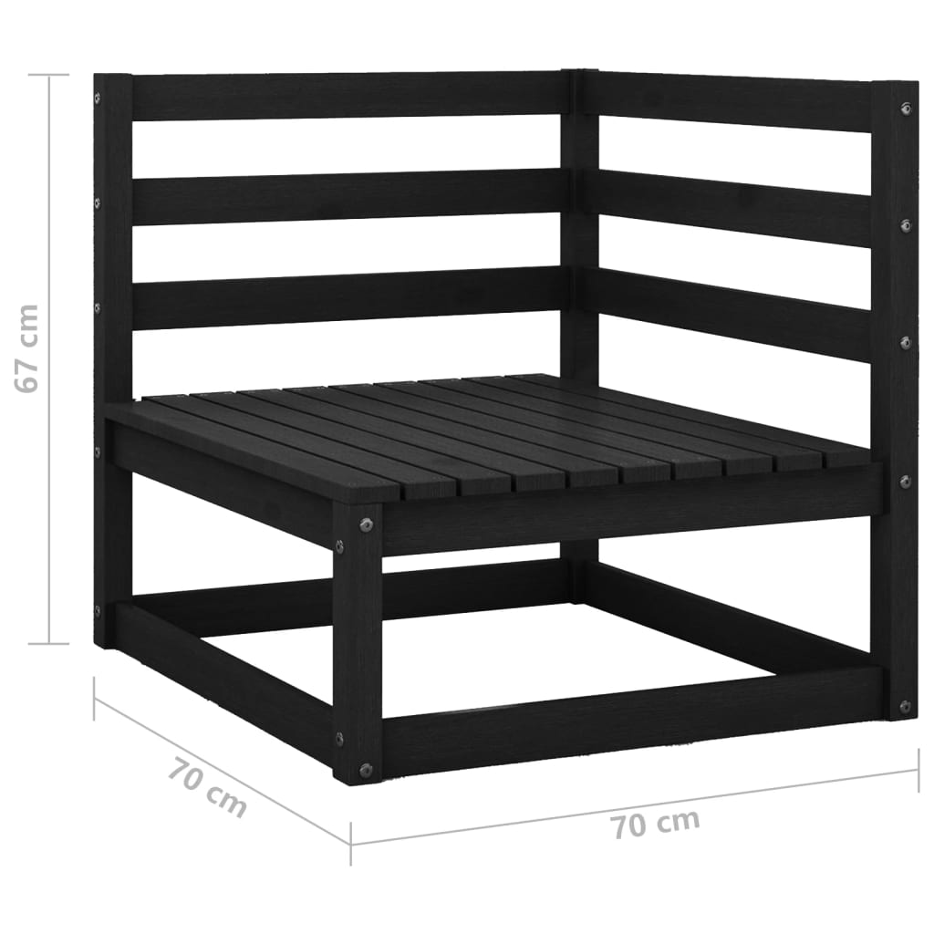 Set Divani da Giardino 2 pz Nero in Legno Massello di Pino cod mxl 41732