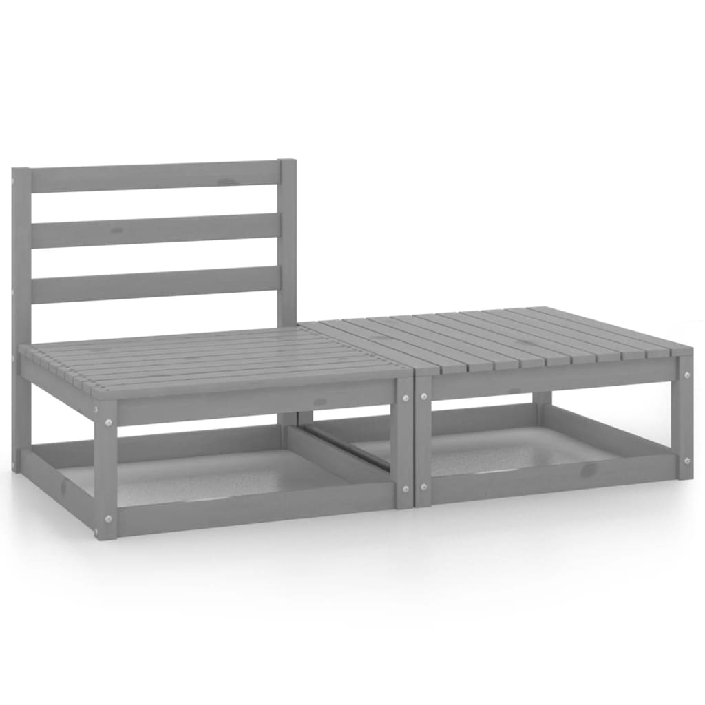 Set Divani da Giardino 2 pz Grigio in Legno Massello di Pino cod mxl 35562