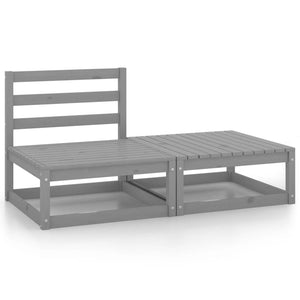 Set Divani da Giardino 2 pz Grigio in Legno Massello di Pino cod mxl 35562