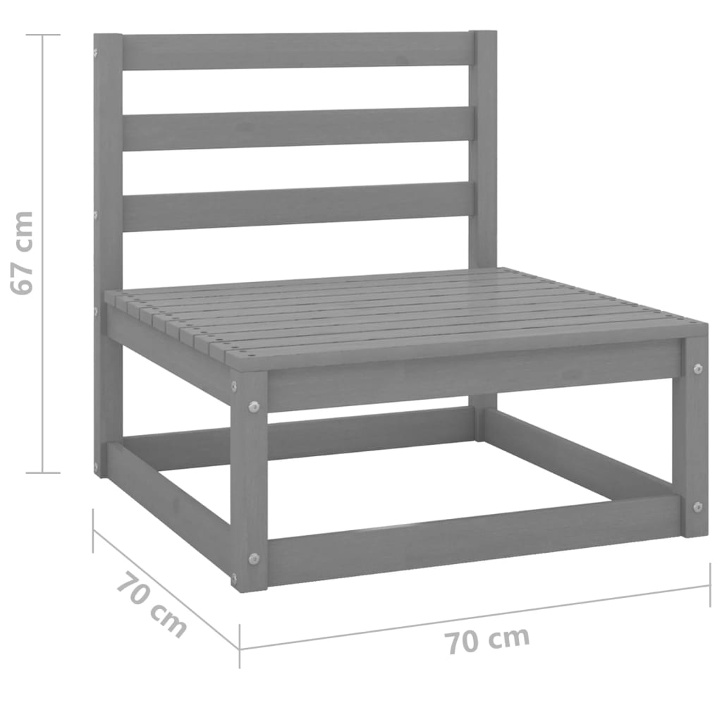 Set Divani da Giardino 3 pz Grigi in Legno Massello di Pino cod mxl 39530