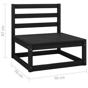 Set Divani da Giardino 3 pz Nero in Legno Massello di Pino cod mxl 39535