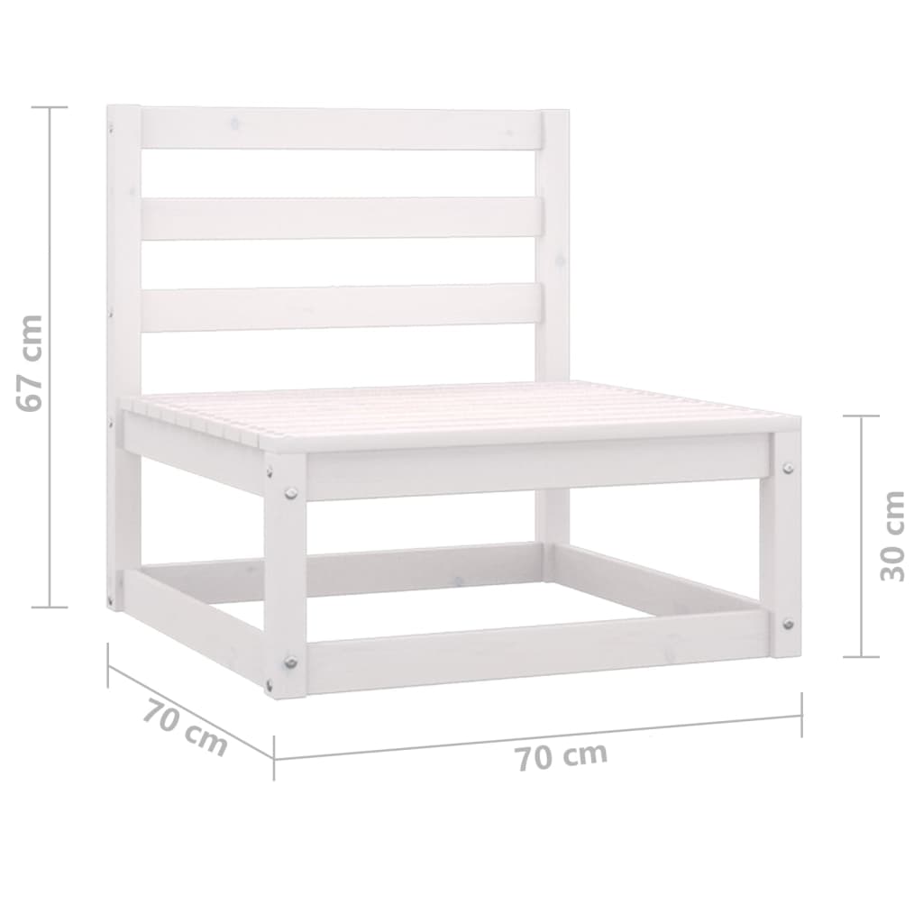 Set Divani da Giardino 3 pz Bianchi in Legno Massello di Pino 805711