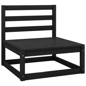 Set Divani da Giardino 3 pz Nero in Legno Massello di Pino 805714