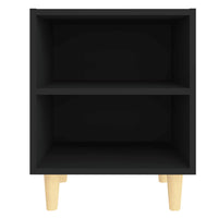 Comodino con Gambe in Legno Massello Nero 40x30x50 cm cod mxl 30535