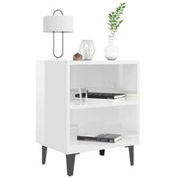 Comodini con Gambe in Metallo 2 pz Bianco Lucido 40x30x50 cm cod mxl 40133