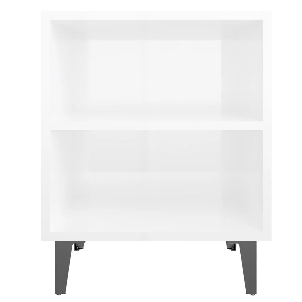 Comodini con Gambe in Metallo 2 pz Bianco Lucido 40x30x50 cm cod mxl 40133