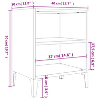 Comodini con Gambe in Metallo 2 pz Bianco Lucido 40x30x50 cm cod mxl 40133