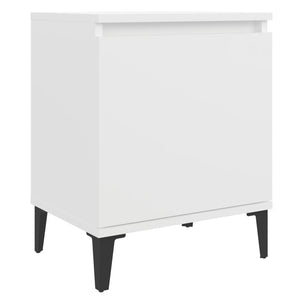 Comodino con Gambe in Metallo Bianco 40x30x50 cm cod mxl 31055