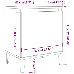 Comodini con Gambe in Metallo 2 pz Bianchi 40x30x50 cm cod mxl 30787