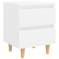 Comodini con Gambe in Massello di Pino 2pz Bianco 40x35x50cm 805852